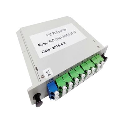 China Slot box factory sale 1 16 mini plug-in type LC APC fiber optic PLC splitter 1/16 for sale