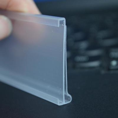 China Transparent Plastic Holder Or Customized Small Plastic Label Profile Extrusion PVC Profile DS-1059 For Supermarket for sale