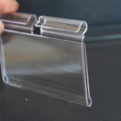 China Supermaerket Show PVC Material Extrusion Clear Plastic Price Tag Holder For Yarn Or Hook for sale