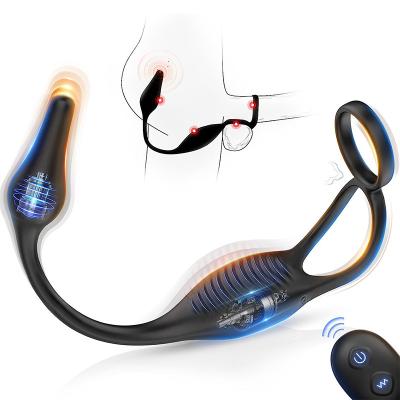 China 7 vibrating modes   2 in 1 Clitoris Stimulator  Adult Sex Toys Ring  prostate massager with wireless remote control for sale