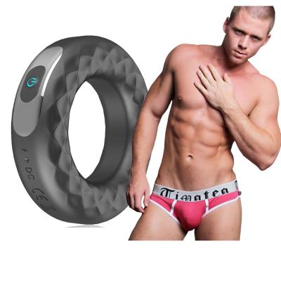 China 2023 hot sale USB Rechargeable 10 speeds Silicone Vibration Lock Fine Ring Male Time Delay Masturbation Device Adult Cock Ring for sale