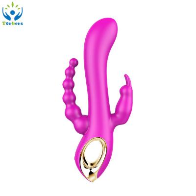 China 3 in 1 Clitoris G spot Anus stimulation rabbit vibrator for women couple with 10 vibrating modes for sale