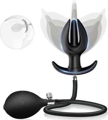 China Blue Rabbit New Black Expand Anal Plugs Inflatable Butt Plug Anal Beads for sale