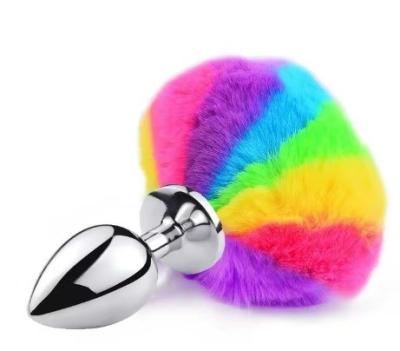 China Colorful Fox's tail Metal butt Plug Stainless Steel Butt Plug Adult Women Anal Plug for sale