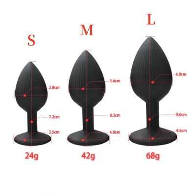 China S M L 3PCS Per Set Screw thread Silicone Screw thread Anal Plugs Jewel Butt Plugs for Sex Games for sale