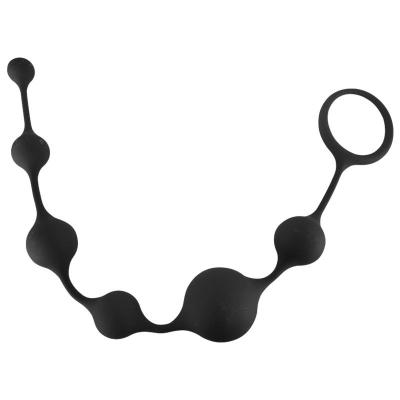 China Soft silicone black extra long anal bead butt plug anal toys prostate massager for gay or couple for sale