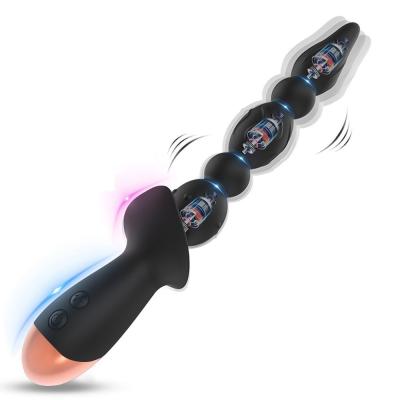 China Soft touch Silicone suction cup ball pulling vibrating anal bead plug G-spot anal expansion strip massager for sale