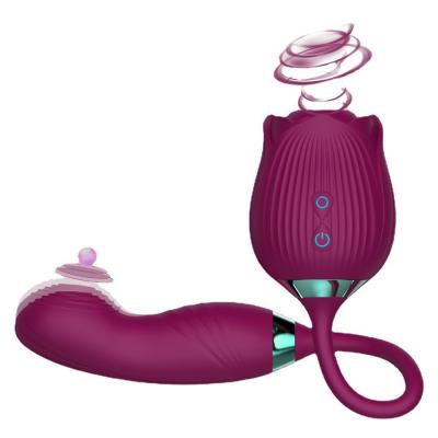 China Women Vibrator Female Clitoris Breast Massager Rose Toy 2 in 1 vibrator with g spot stimulator for sale