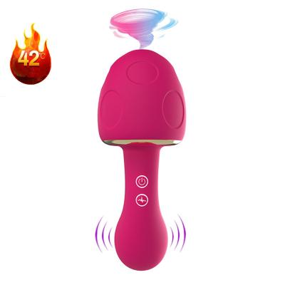 China Small Body Big Power Heating Realistic Vibrating Woman Masturbation Portable Mushroom Sucking Vibrator Massager for sale