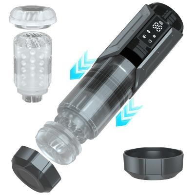 China New ultra-silent retractable rotary airplane cup male masturbator Adult electric toy with display screen for sale