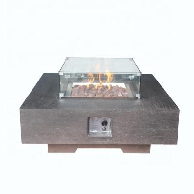 China 2022 Season Modern 42 Inch Square GRC Concrete Fire Table Gas Burning Table For Outdoor Living for sale