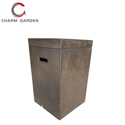 China Stocked GRC Square Gas Fire Pit Tank Cover Backyard Table for sale