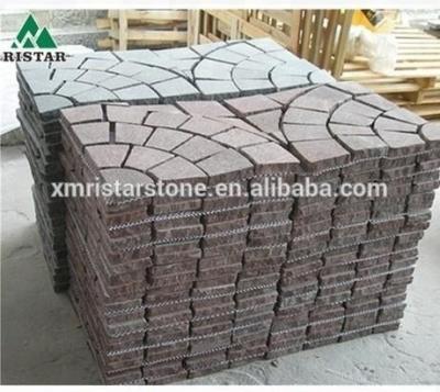 China Exterior And Garden Paving Black Cube Stone On Net , Granite Paver , Paving Stone for sale