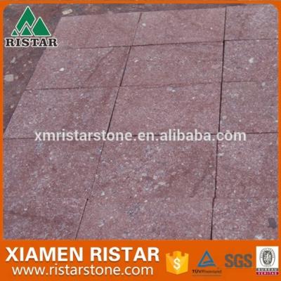 China Exterior and garden paving flamed red porphyry paver, porphyry sidewalk, porphyry paver for sale