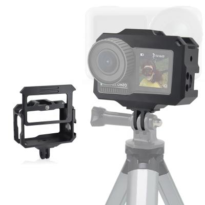 China Taking Nice Photos New Sports Camera Cage With Top Handle Grip CNC Aluminum Alloy Protector With For Hand Dji Osmo Action Hard Cages for sale