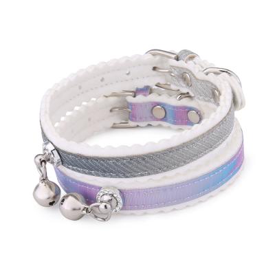 China New Pet Collar Adjustable Gradient Cat Bell Collar Dog Collar Reflective for sale