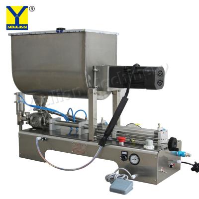 China GW-1 Semi auto Cream Peanut Butter Packaging Equipment Paste Sauce Bottle Filler with Dosing Mixing Hopper for sale