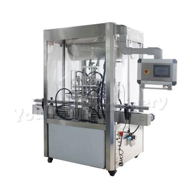 Cina GT4T-4G 4 Heads Auto Vertical Pneumatic Thick Paste Tin Can Filling Machine with Mixer for Jam Honey in vendita