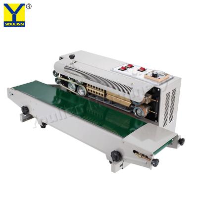 China FR-900 Semi Automatic Continuous Aluminum Foil Plastic Bag Heat Sealer Sealing Machine with Printing Device zu verkaufen