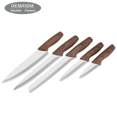 China Factory Workable Professional Stainless Steel 5 PCS Kitchen Knife Set With PP Handle for sale