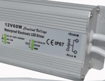 China Kundengebundener Stromversorgung 12V Dimmable LED Transformator DCs 60 Watt-LED im Freien zu verkaufen