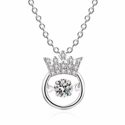 China Fashion romantic hot silver pendant design heartbeat crown set s925 diamond necklace for sale