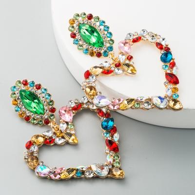 China 2021the new fashion hyperbole heart-shaped alloy diamond-framed exaggerated earrings 21524 earrings for sale