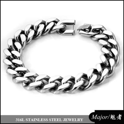 China Stainless Steel Jewelry Heavy Stainless Steel Curb Chain Bracelet For Men for sale