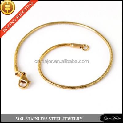 China Euramerican Style COMMANDER MJMB-132 18K Gold Plated Snake Chain Stainless Steel Bracelet Jewelry for sale