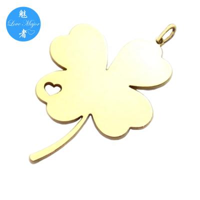 China CLASSIC 18K gold plated stainless steel pendant in clover shape with hollow heart for sale