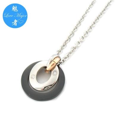 China CLASSIC hot black plated color fashion stainless steel triple heart choker necklace pendant jewelry for love couples for sale