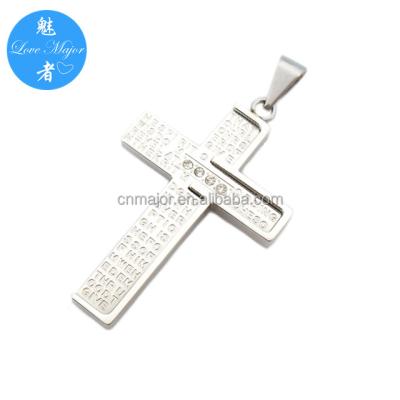 China Fashion Jewelry Stainless Steel Prayer Stainless Steel Religious Cross Pendant With Crystals for sale