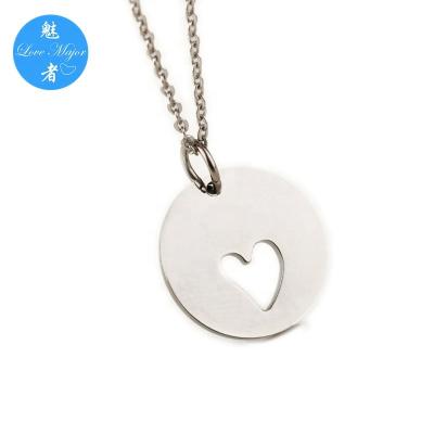 China CLASSIC Shine Polished Stainless Steel Pendant Necklace Fashion Jewelry Charm Design With Hollow Heart for sale