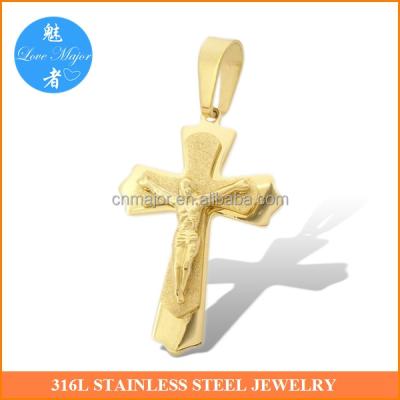 China 2016 Latest Stainless Steel Gold Plated Large Jesus Pray Crucifix Cross Stainless Steel Fashion Pendant Jewelry for sale