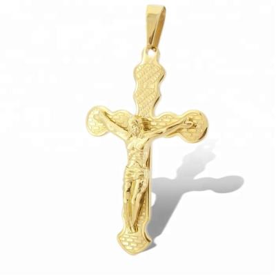 China Fashionable Euramerican Style Crucifix Cross 2016 18K Gold Plated 316L Stainless Steel Cross Jewelry Pendant Wholesale MJHYP-012 for sale