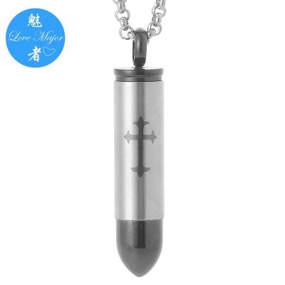 China CLASSIC MJCP-067 Stainless Steel Classic Bullet-Shape Pendant Cross-pattern Cremation Pendant for sale