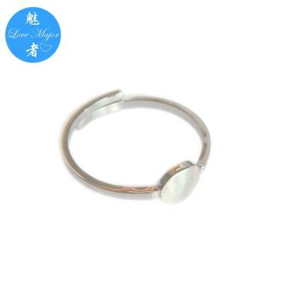 China Stainless Steel Tiny Round Lid Adjustable Covered Brushed Stainless Steel Ring Fashion Jewelry For Women for sale