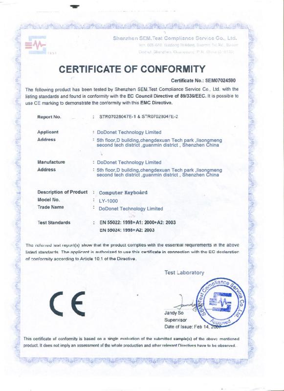 CE - Shenzhen DoDonet Technology Co.,Ltd.