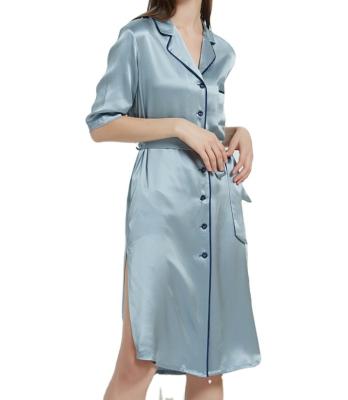 China 100% breathable silk long casual dress with belt for sale