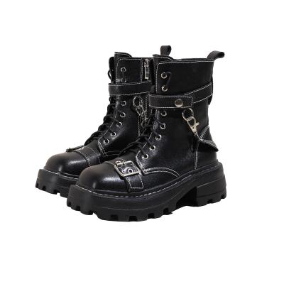 China 2021 New British fan mid-tube boots waterproof thick-soled Martin Midi ankle boots women for sale