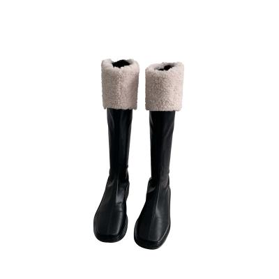 China 2021 Autumn New High Heels Lady Midi Knee Boots Long Waterproof Women's Low Heel Retro Boots Women's Knight Boots for sale