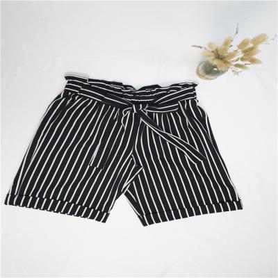 China QUICK DRY Super High Quality Womens High Rise Loose Shorts Lightweight Woven Stripe Shorts With Waistband for sale