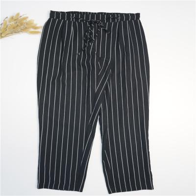 China Anti-pilling good quality spring 70% viscose 30% drawstring stripe canvas pants for women for sale