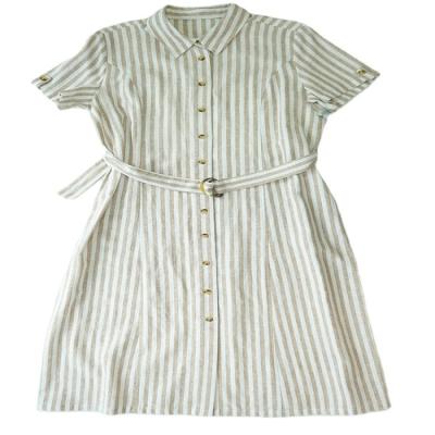 China Breathable Summer Factory Made Striped Short Sleeve Women Long Shirt Dress for sale