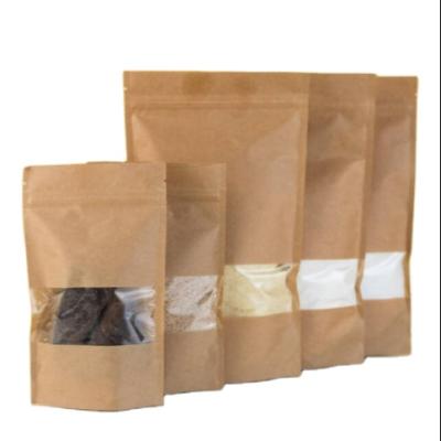 China Recyclable Self-stand Printing Recyclable Kraft Paper Zipper Customized Environmental Friendly Bag For Food Snacks Dried Fruits for sale