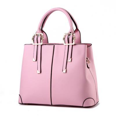 China Hot high quality PU latest female elegant brand high quality packaging hot travel stitched big pink shoulder handbags supplier for sale