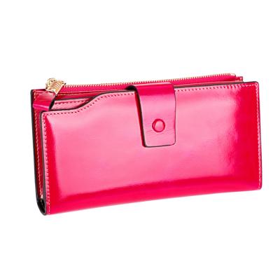 China High Quality RFID Zipper Fashion Rfid Blocking Women's Cow Leather Clutch Wallet 2021 for sale