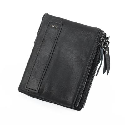 China RFID personalized mens wallet custom rfid real zipper big leather for sale