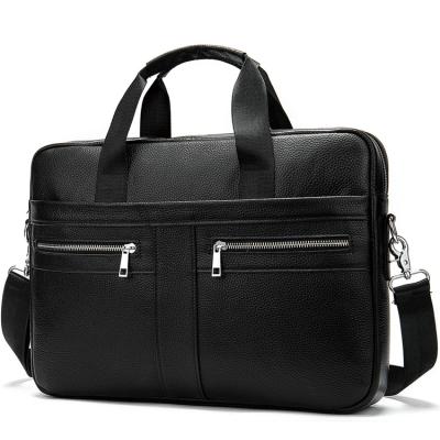 China Durable High Quality Genuine Leather Zipper Vintage Laptop Bag For Men for sale