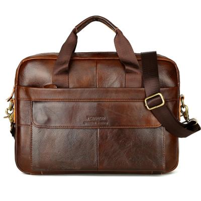 China Custom Made High Quality Large Thin Business Laptop Briefcase High Quality Vintage OEM Genuine Leather Men for sale